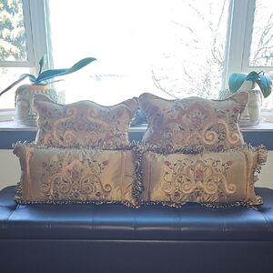 Ornate Floral Embroidered Pillow
